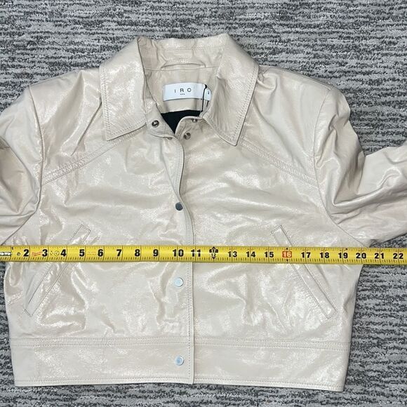 NWT IRO Devta Patent Leather Jacket Sand Size 40/ US 8 - Picture 10 of 15